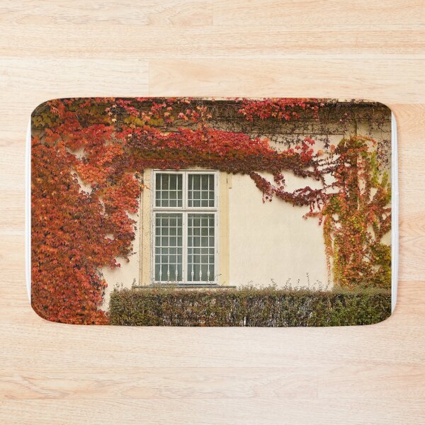 Item preview, wall with rustic window and creeper colorful leaves autumn season designed and sold by goceris.