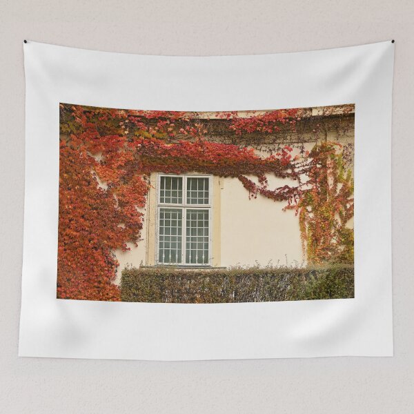 Item preview, wall with rustic window and creeper colorful leaves autumn season designed and sold by goceris.