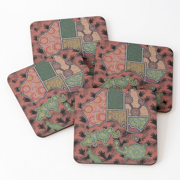 Item preview, Aboriginal Dot Indigenous Map Kangoroo and Turtle designed and sold by Olympique1359.
