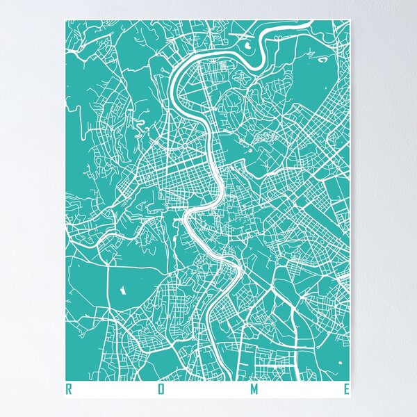 Item preview, Rome map turquoise designed and sold by mapsart.