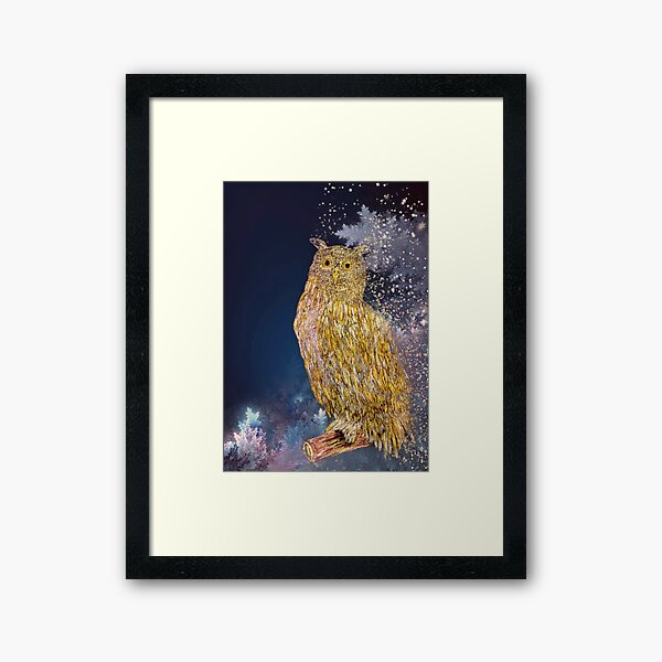 Christmas owl greeting card Framed Art Print
