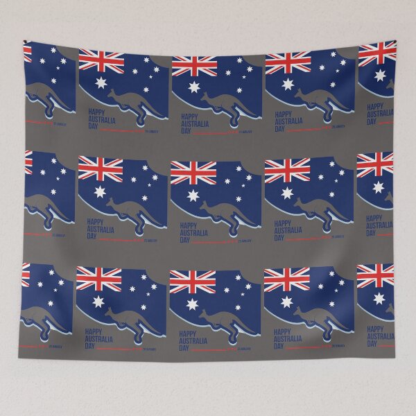 Item preview, Australia Day January 26th flag with kangaroo designed and sold by Zuepfelmuetzen.