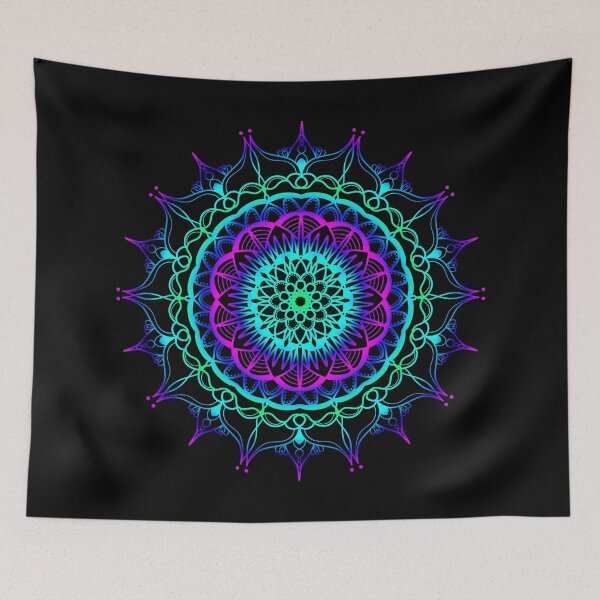 Item preview, Vibrant neon colourful ombre mandala designed and sold by felinefeelings.