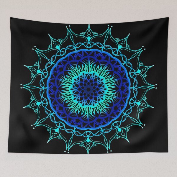Item preview, Vibrant blue ombre mandala designed and sold by felinefeelings.