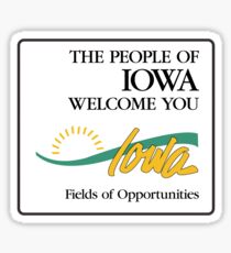 The People of Iowa Welcome You, Road Sign, USA Sticker