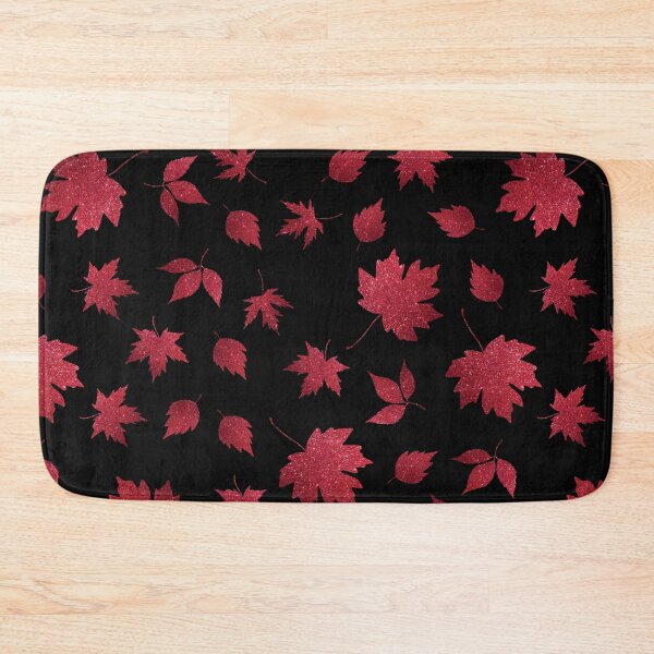 Item preview, Pink Sparkly Fall Leaves on Black background designed and sold by WOW TeesAndThings.