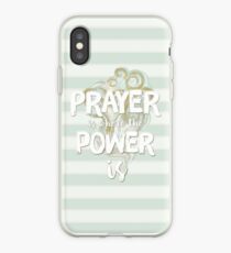 Pastell Stripy Blau und Creme Leistungsstarke Gebet Zitat iPhone-Hülle & Cover
