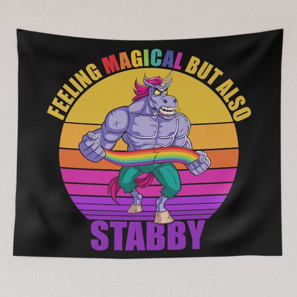 Item preview, Feeling Magical But Also Stabby - Rainbow Unicorn designed and sold by Giacob.