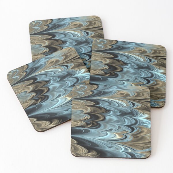 Item preview, Smoky Azure Blue & Champagne Marbled Feather Design designed and sold by ReesDesigns.