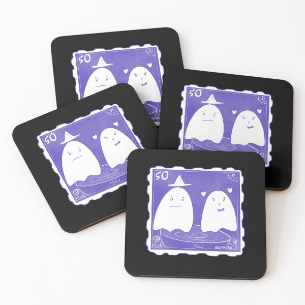 Item preview, Cute Purple Ghost Couple Stamp Halloween designed and sold by RicePaste.