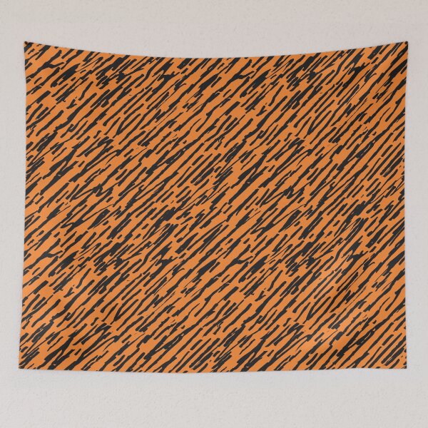 Item preview, Optimistic oblique dashed lines - Dark gray tigerlike pattern on orange designed and sold by Leonard-Solton.