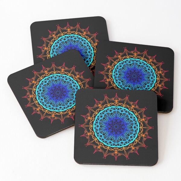 Item preview, Vibrant warm and cool coloured ombre mandala designed and sold by felinefeelings.