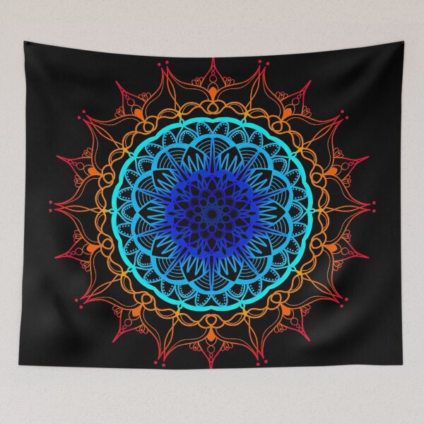 Item preview, Vibrant warm and cool coloured ombre mandala designed and sold by felinefeelings.