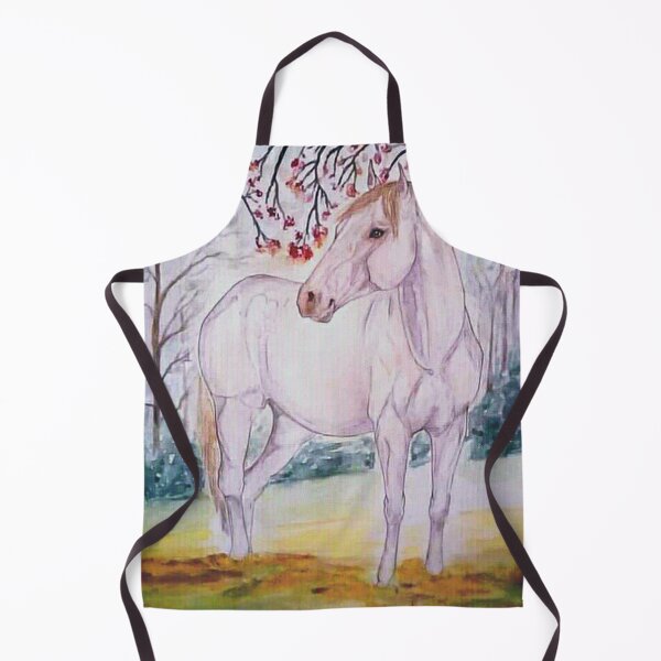 Item preview, Perlino lusitano horse ink and watercolor painting designed and sold by horseaddicted.