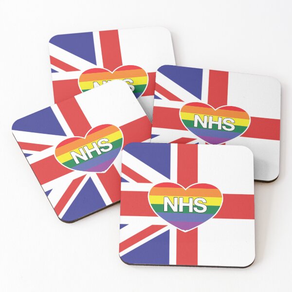 Item preview, NHS in Heart with Rainbow Background/Flag in Heart (Union + England/St George Flag - V8) designed and sold by Sarb Singh.
