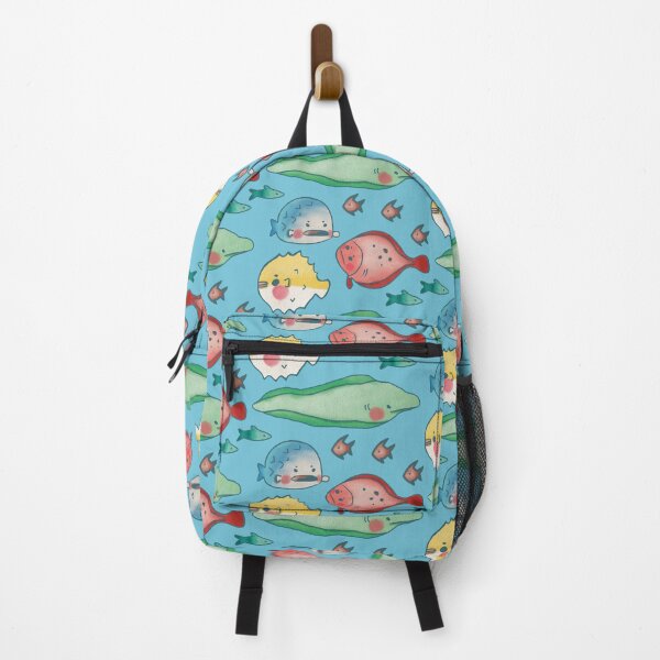 Item preview, Cute Cartoon Watercolor Pufferfish, Eel, and Flatfish Pattern designed and sold by TheRainbowRoom.