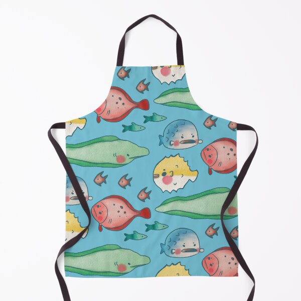 Item preview, Cute Cartoon Watercolor Pufferfish, Eel, and Flatfish Pattern designed and sold by TheRainbowRoom.