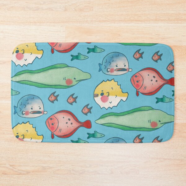 Item preview, Cute Cartoon Watercolor Pufferfish, Eel, and Flatfish Pattern designed and sold by TheRainbowRoom.
