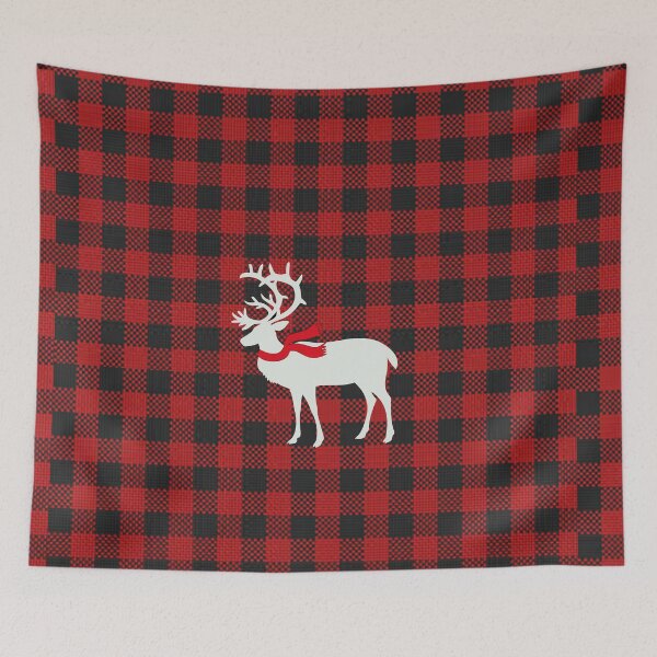 Item preview, Buffalo plaid with reindeer christmas designed and sold by aesthytics.