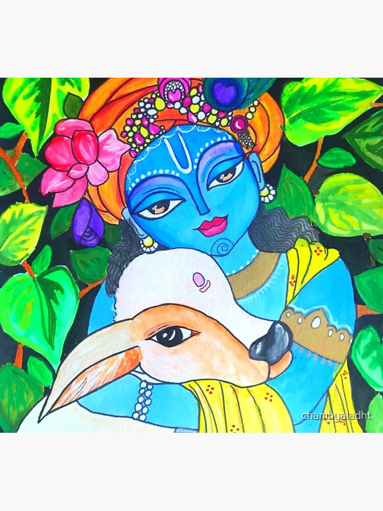 handmade painting of lord krishna