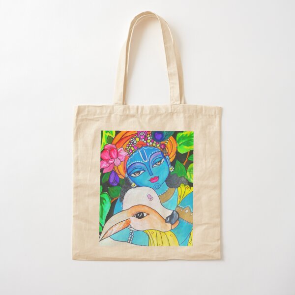 Buy Handpainted balloon tote bag- Krishna inspired design – Sumaavi