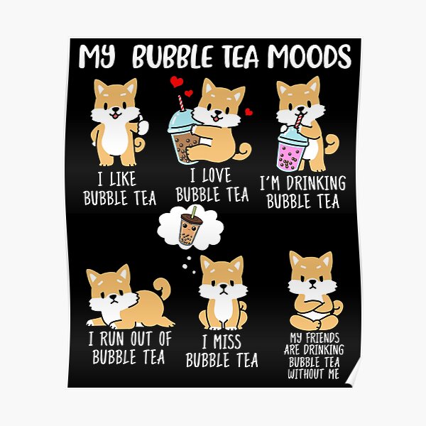 Shiba Inu Bubble Tea Shirt Women Boba Tea Dog Bubble Tea Poster