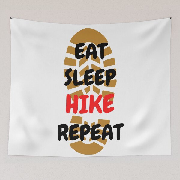 Aperçu de l'œuvre Eat Sleep Hike Répétez l'empreinte créée et vendue par LuckyKermit.