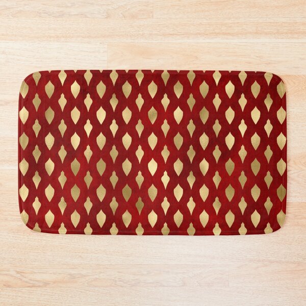 Item preview, A Christmas gold foil ornament on a red background design designed and sold by AnnieHochmann.