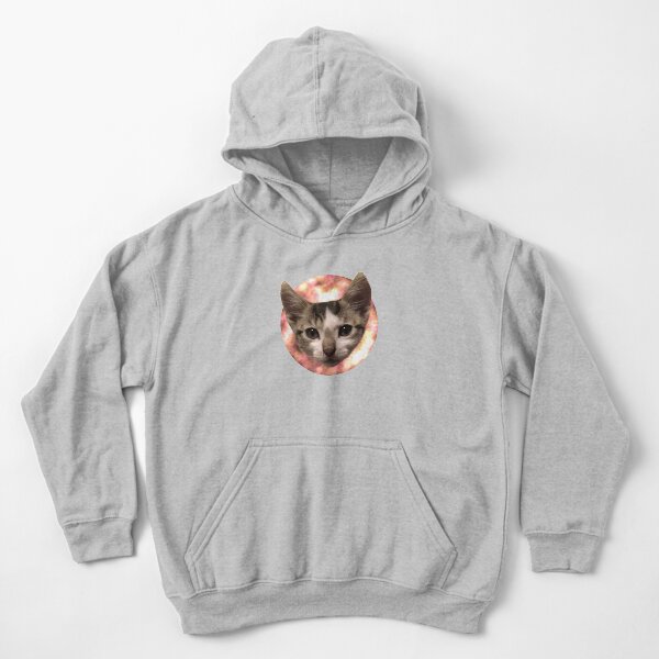 Katzenkonterfei mit rundem Hintergrund Kinder Hoodie