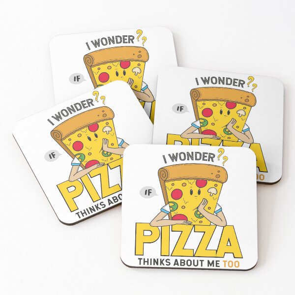 Item preview,  I Wonder If Pizza Thinks About Me Too, Funny Gift Illustration Pizza for a Food Lover  designed and sold by JUSTBEELEGANT.