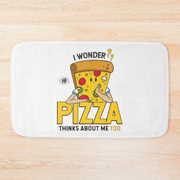 Item preview,  I Wonder If Pizza Thinks About Me Too, Funny Gift Illustration Pizza for a Food Lover  designed and sold by JUSTBEELEGANT.