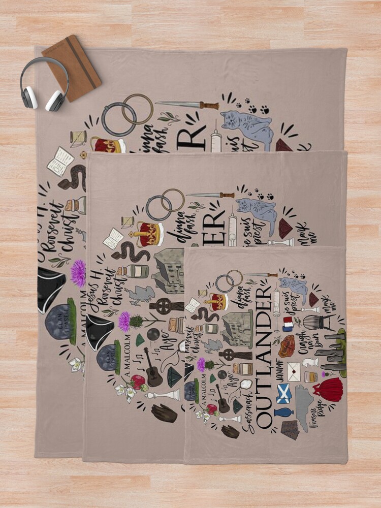 Alternate view of Outlander in Typography Throw Blanket