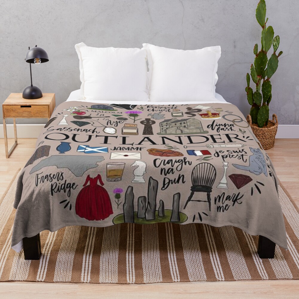 Outlander in Typography Throw Blanket