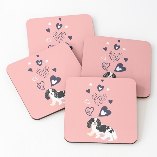 Item preview, Love Black and White Cavalier King Charles Spaniel - Pink designed and sold by Lulupainting.