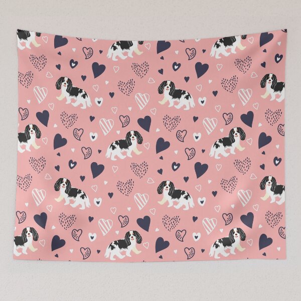 Item preview, Love Black and White Cavalier King Charles Spaniel - Pink designed and sold by Lulupainting.