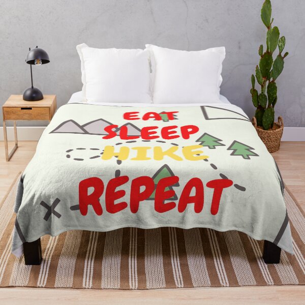 Aperçu de l'œuvre Eat Sleep Hike Répétez la carte créée et vendue par LuckyKermit.