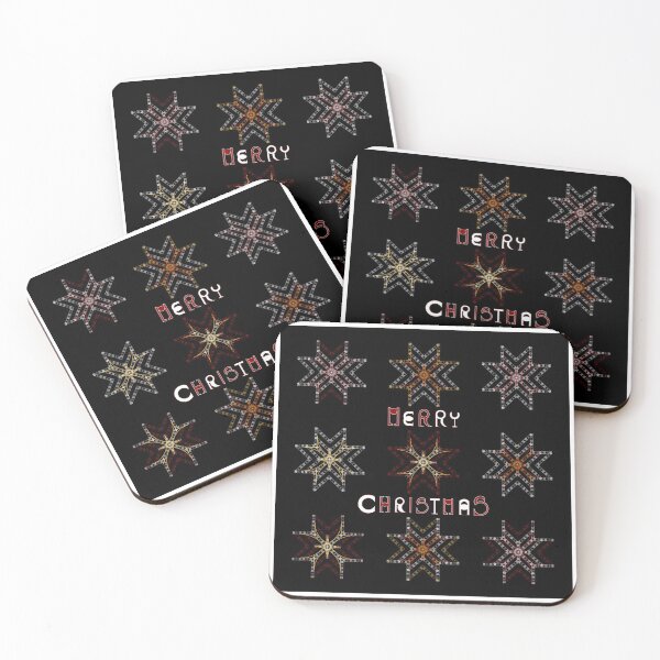 Item preview, Merry Christmas With Stars - Geometric stars - Handmade letters - Colorful - Black Background designed and sold by BDLVandFriends.