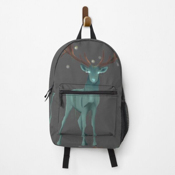 Item preview, Illustration of a forest deer surrounded by fireflies with dark grey background designed and sold by Olea-Arbor.