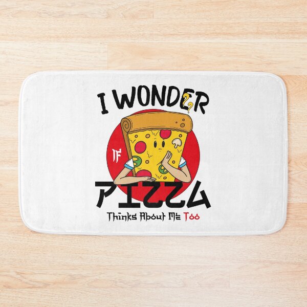 Item preview,  I Wonder If Pizza Thinks About Me Too, Funny Gift Illustration Pizza for a Food Lover  designed and sold by JUSTBEELEGANT.