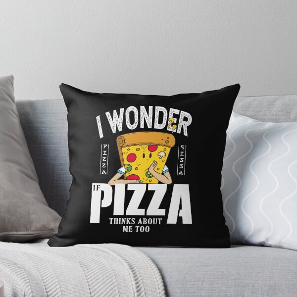 Item preview, I Wonder If Pizza Thinks About Me Too, Funny Gift Illustration Pizza for a Food Lover  designed and sold by JUSTBEELEGANT.