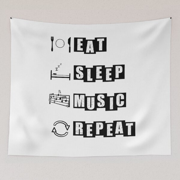 Item preview, Eat, Sleep, Music, Repeat - white designed and sold by BusyMonkeys.