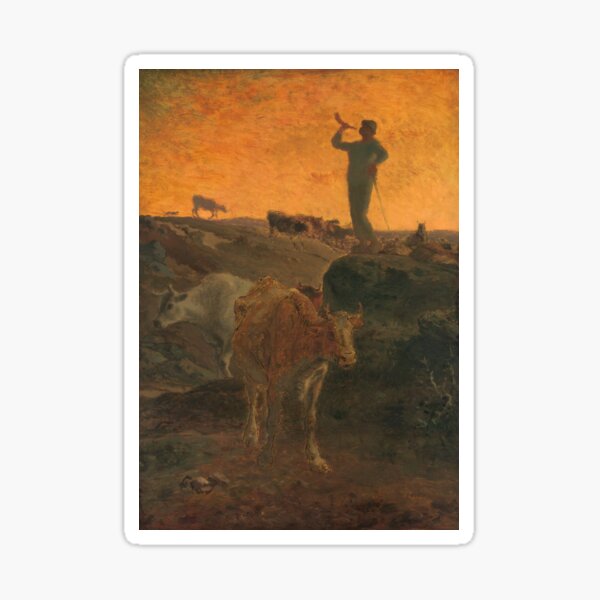 Calling the Cows Home by Jean-Francois Millet, 1872 Sticker