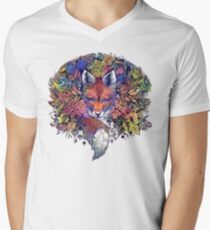 Regenbogen versteckender Fox T-Shirt mit V-Ausschnitt