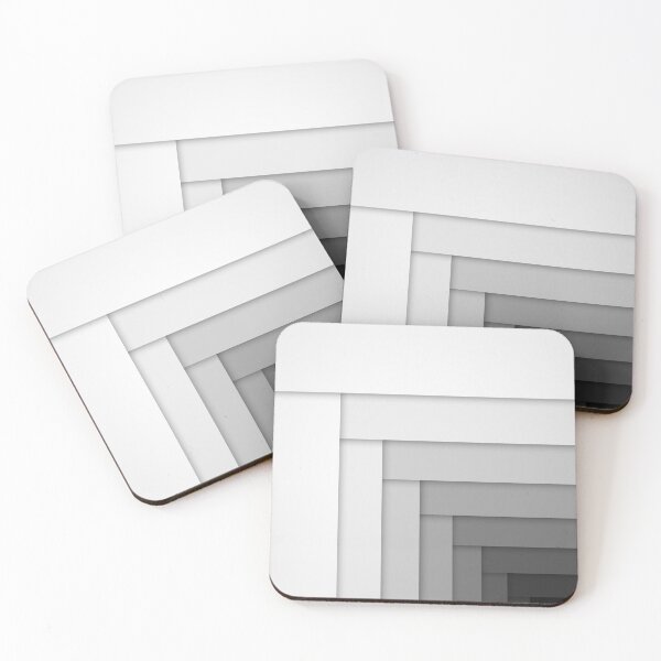Item preview, White To Black Ombre Gradient 3D Stripes Herringbone designed and sold by hyproinc.