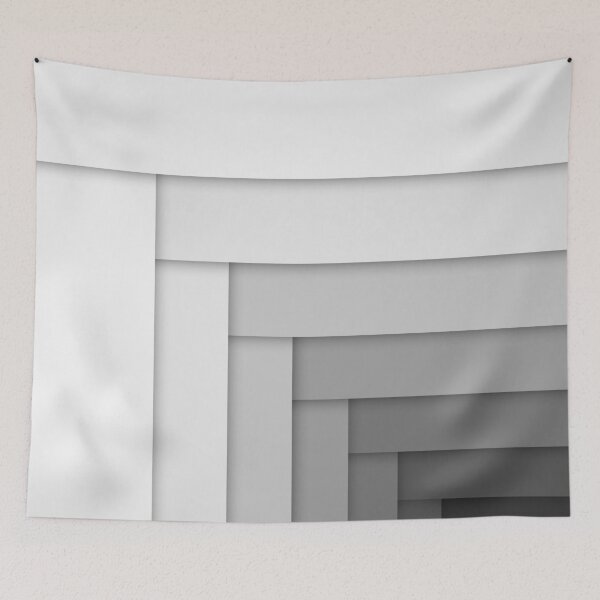 Item preview, White To Black Ombre Gradient 3D Stripes Herringbone designed and sold by hyproinc.