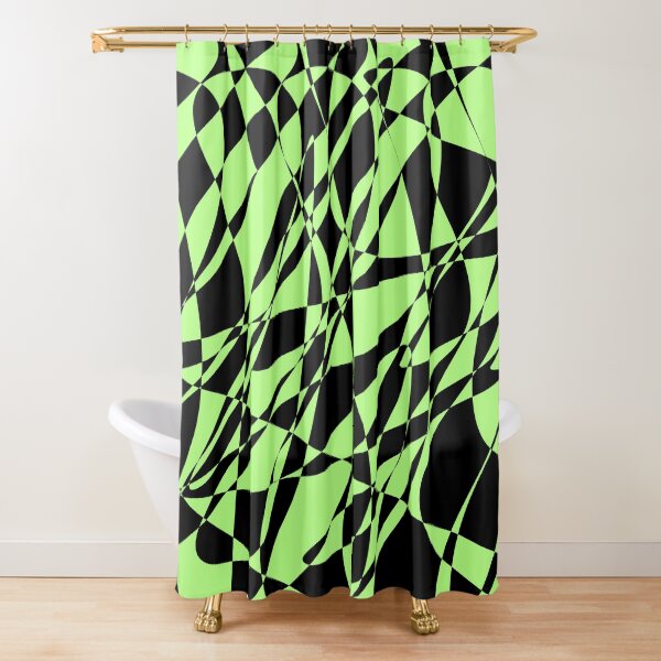 Messy peace - light green on black Shower Curtain