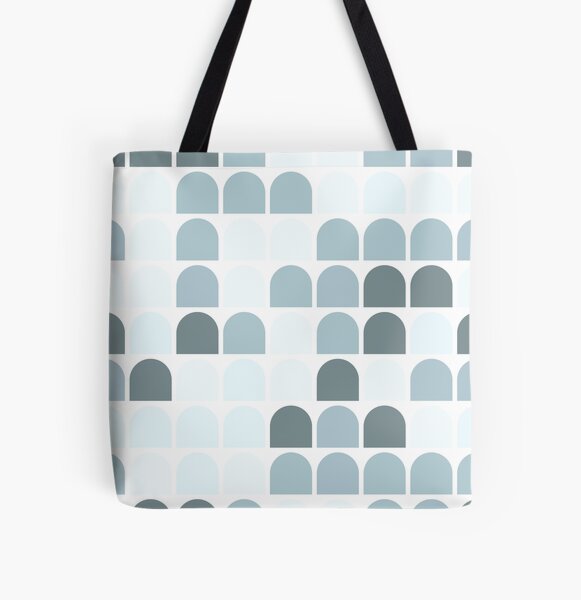 Pastel blue geometric shapes in repeated ornament All Over Print Tote Bag
