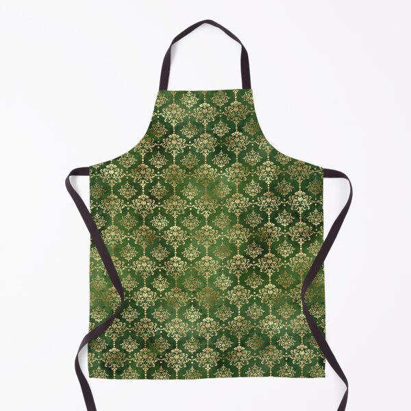 Item preview, Gold foil damask on a green background design designed and sold by AnnieHochmann.