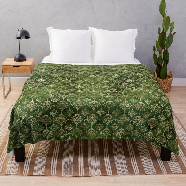 Item preview, Gold foil damask on a green background design designed and sold by AnnieHochmann.