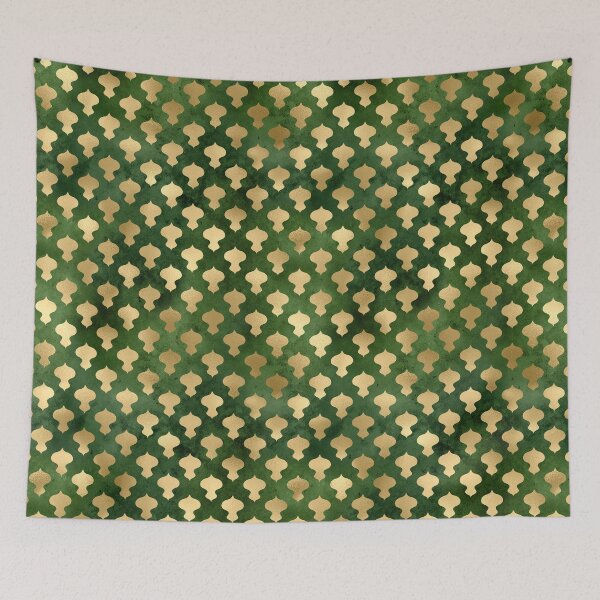 Item preview, Christmas gold foil ornament on a green background design designed and sold by AnnieHochmann.